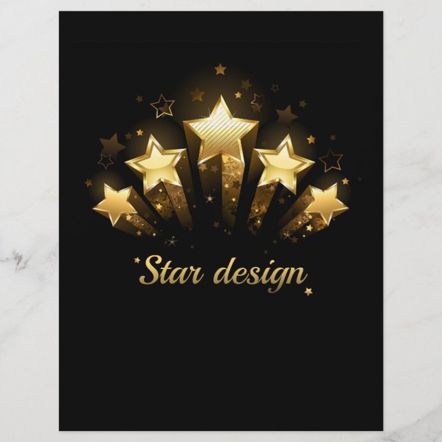 Membrete Cinco estrellas de oro en negro (Anverso)
