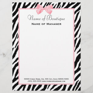 Membrete Cinta rosada verdadera del estampado de zebra de