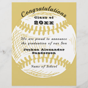 Membrete Clase de Invitación de graduación de béisbol