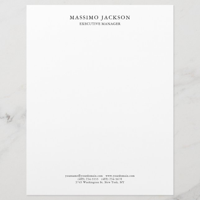 Membrete Clásico elegante simple blanco profesional (Anverso)