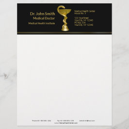 Membrete Clásico Snake Bowl Medicina Higieia Gold Caduceus