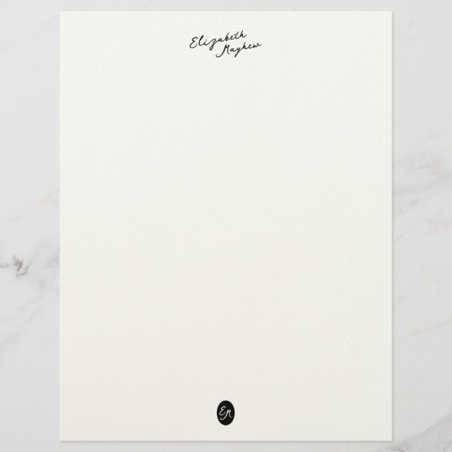 Membrete Classic Handwritten Name Monogram Letterhead (Anverso)