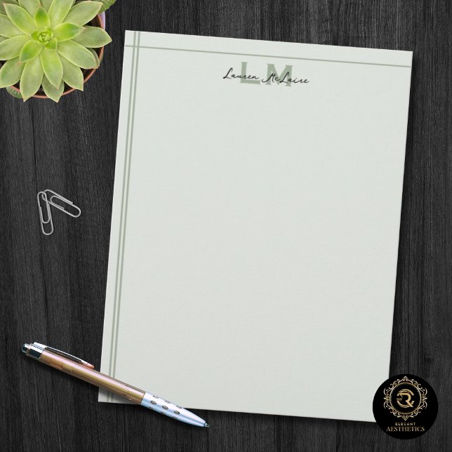 Membrete Classic Sage Monogram Business Branding (Letterhead)