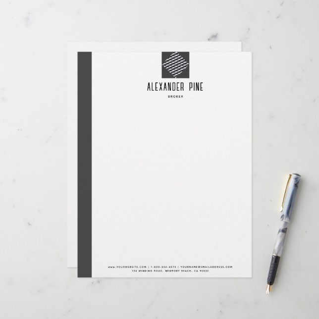 Membrete Classy Grey Brushed Metalizado Profesional Busines (Anverso/Reverso In Situ)