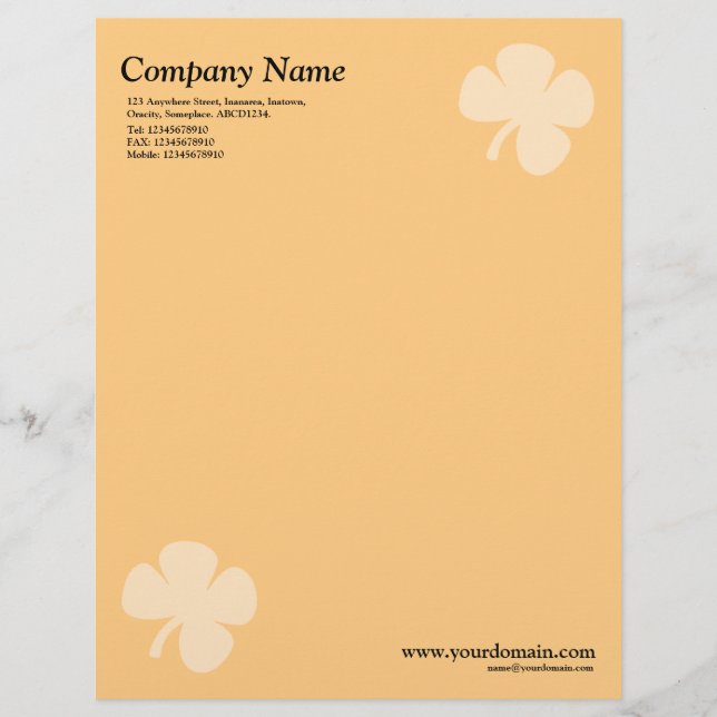 Membrete Clover - Naranja ligero (Anverso)