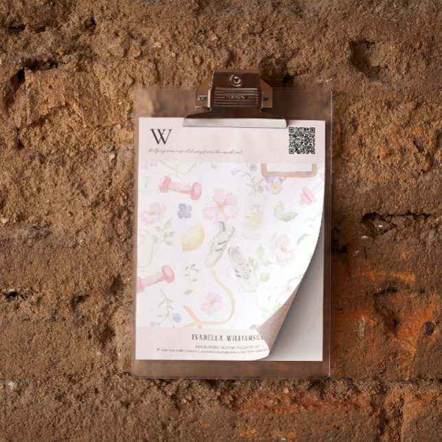 Membrete Código QR y marca de bienestar floral (Subido por el creador)