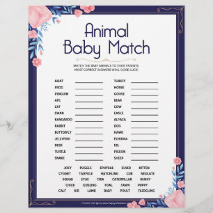 Membrete Coincidencia de bebé animal [marco floral]