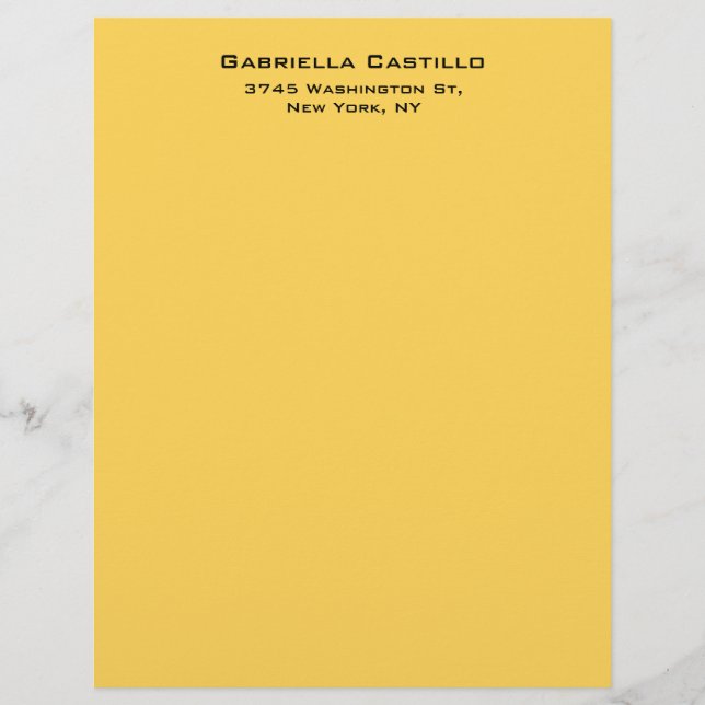 Membrete Color amarillo creativo sencillo elegante (Anverso)