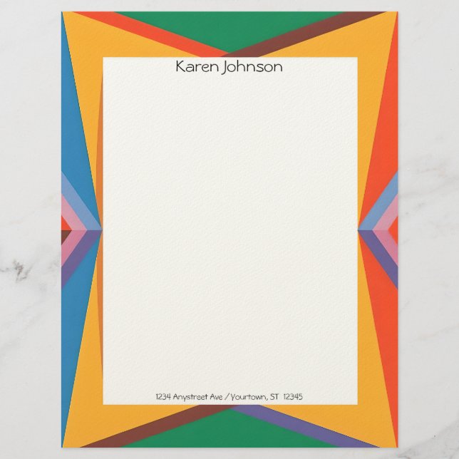 Membrete Colorful Geometric Border Stationery Paper (Anverso)