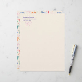 Membrete Colorful Simple Bows Personal Stationery