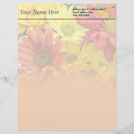 Membrete colorido rojo, amarillo, naranja boda de flores de