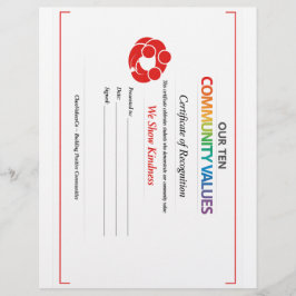 Membrete Community Kindness Certificate 8.5x11 Letterhead
