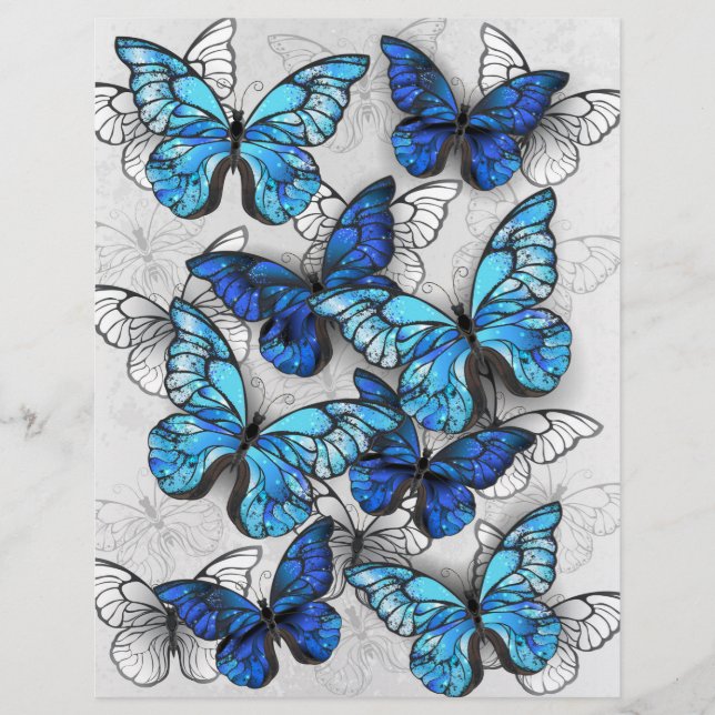 Membrete Composición de las mariposas blancas y azules (Anverso)