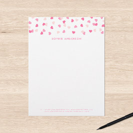 Membrete Confeti de Corazones Rosas Dispersos