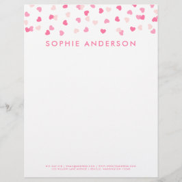 Membrete Confetti de corazones rosados dispersos