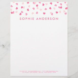 Membrete Confetti de corazones rosados dispersos
