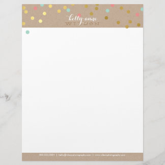 Membrete CONFETTI GLAMOROUS lindo Relieve metalizado de oro
