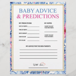 Membrete Consejos y predicciones para el bebé [acuarelas fl