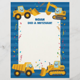 Membrete Construcción Camiones Nombre personalizado Notas M