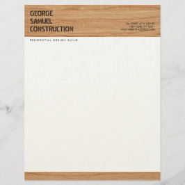 Membrete Construcción Negocio Textura Madera Bold Moldurada