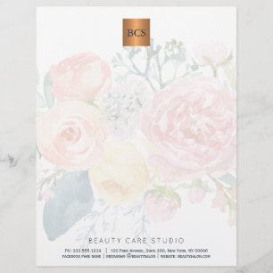 Membrete Copper de oro metálico floral elegante monogramado