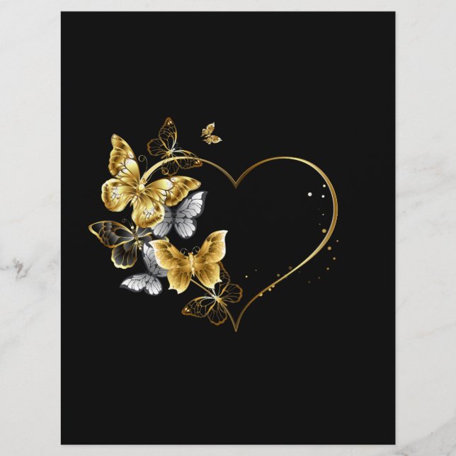 Membrete Corazón con mariposas doradas (Anverso)