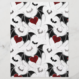 Membrete Corazón de Halloween con alas de murciélago negro