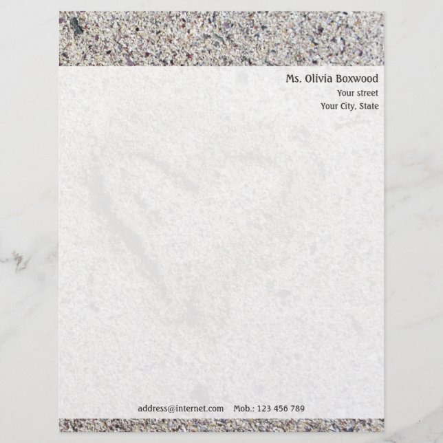 Membrete Corazón romántico en arena con el remite (Anverso)