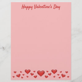 Membrete Corazones rojos del día de San Valentín y texto pe