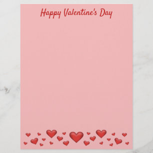 Membrete Corazones rojos del día de San Valentín y texto pe