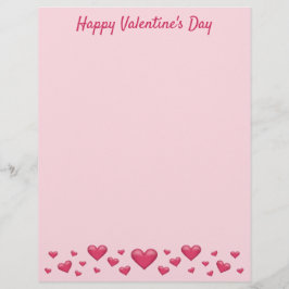 Membrete Corazones rosados del día de San Valentín y texto 