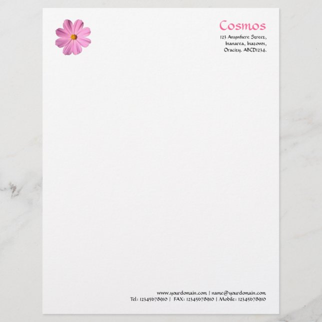 Membrete Cosmos Rosa (Anverso)