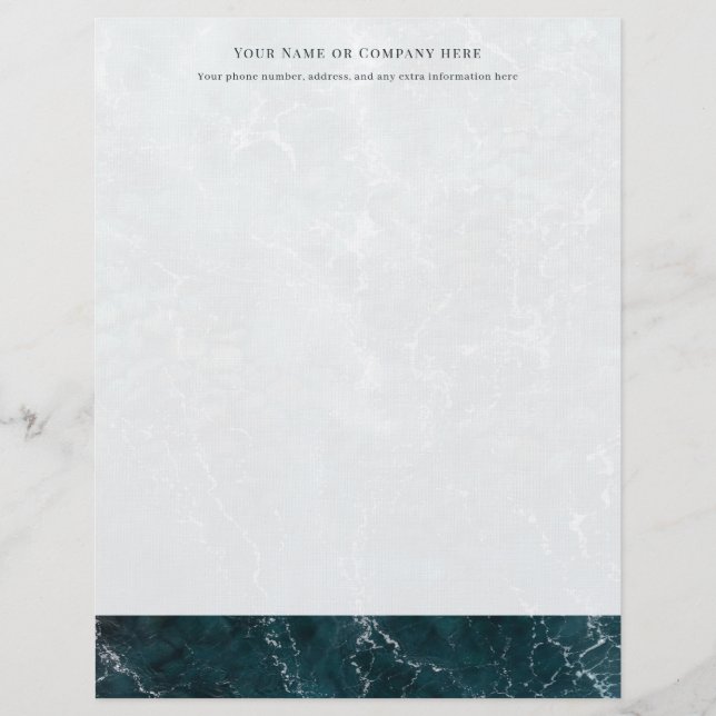 Membrete Costa Teal Océano Orilla Personalizado  (Anverso)