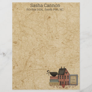 Membrete Country Folkart Red Saltbox, cuervo, me encantan l