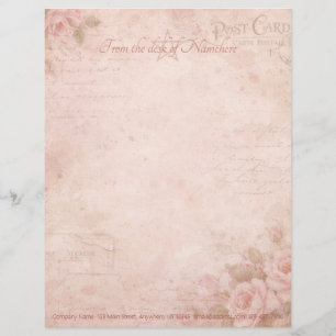 Membrete Crea tu propio ephemera de rosas rosadas vintage