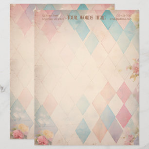 Membrete Crea Tu Propio Floral Grunge Arlequín Pastel