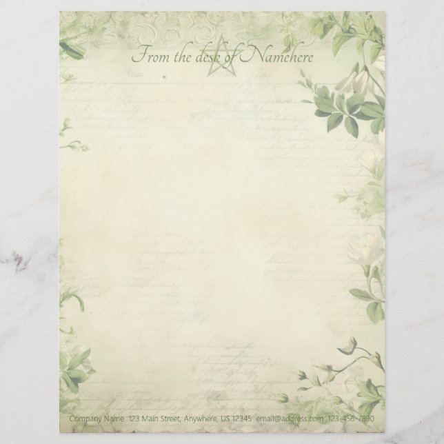 Membrete Crea Tu Propio Follaje Verde Shabby Chic (Anverso)
