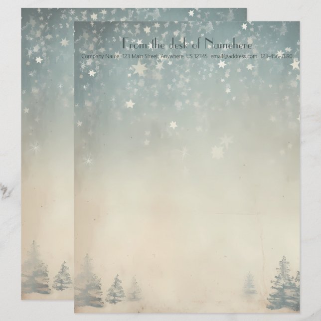 Membrete Crea Tu Propio Yule Invernal Celestial Plateado (Anverso / Reverso)