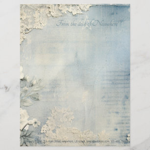Membrete Crea tus propias flores azules victorianas de enca