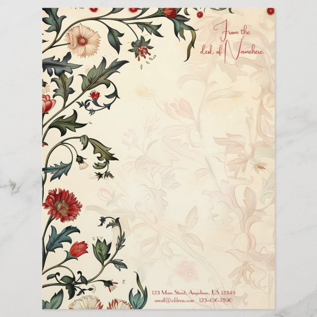 Membrete Crea tus Propias Flores Florales Barrocas Rojas Am (Anverso)