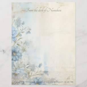 Membrete Crea tus propias gerberas florales azules shabby c