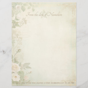 Membrete Crea tus propias rosas de durazno shabby chic verd