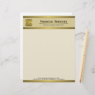 Membrete Cream Gold Plate Accounting Business Letterhead