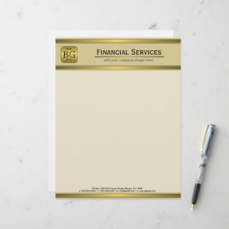 Membrete Cream Gold Plate Accounting Business Letterhead