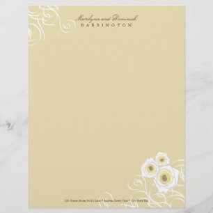 Membrete Cream Rosas y Swirls Personal Letterhead