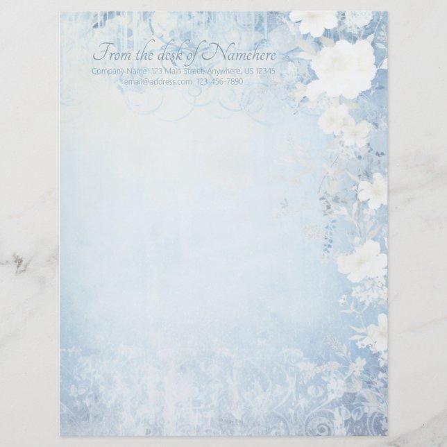 Membrete Create Your Own Blue Shabby Chic Apple Blossoms (Anverso)