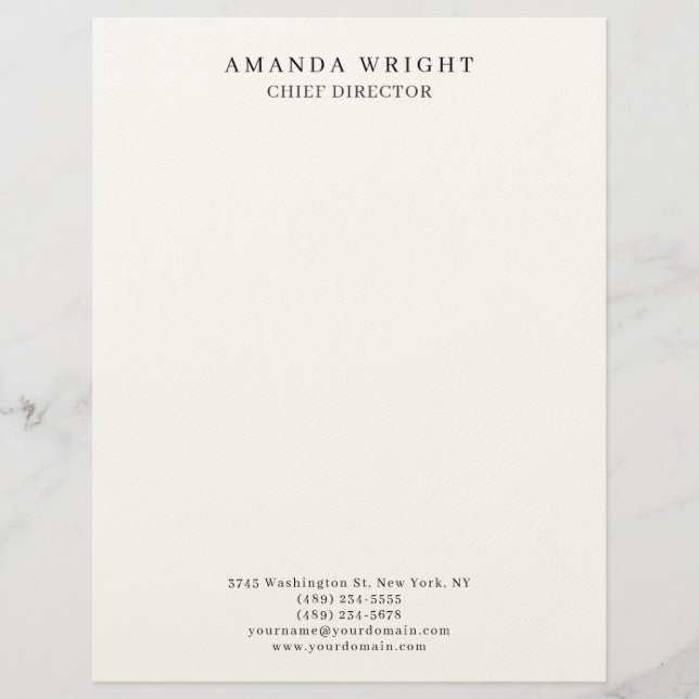 Membrete Creative Plain Simple White Attractive Stylish (Anverso)