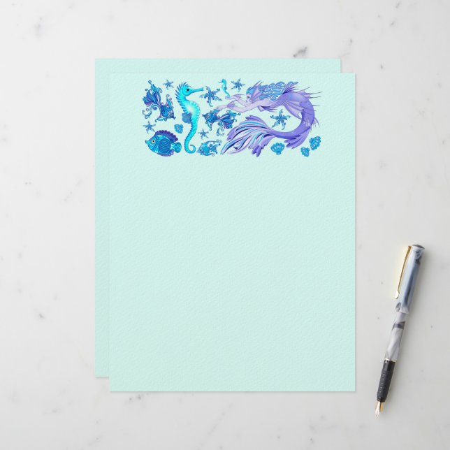 Membrete Creatividad de hadas púrpura de Sirena (Anverso/Reverso In Situ)