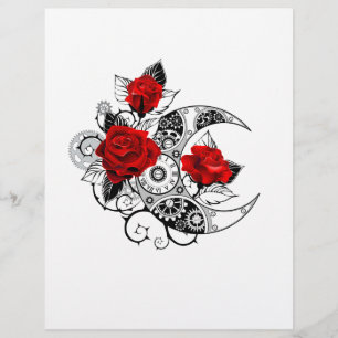 Membrete Crescente Mecánico con Rosas Rojas