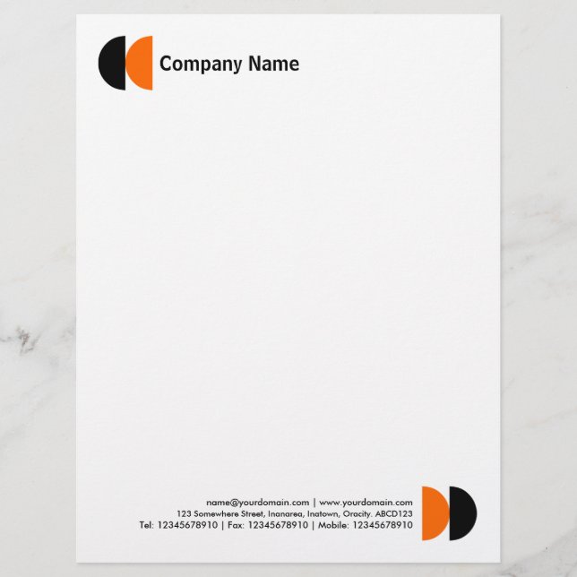 Membrete Crescentes Dobles - Negro y Naranja (Anverso)